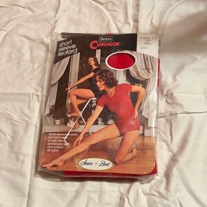 Sears Clingalon Red Short Sleeve Leotard